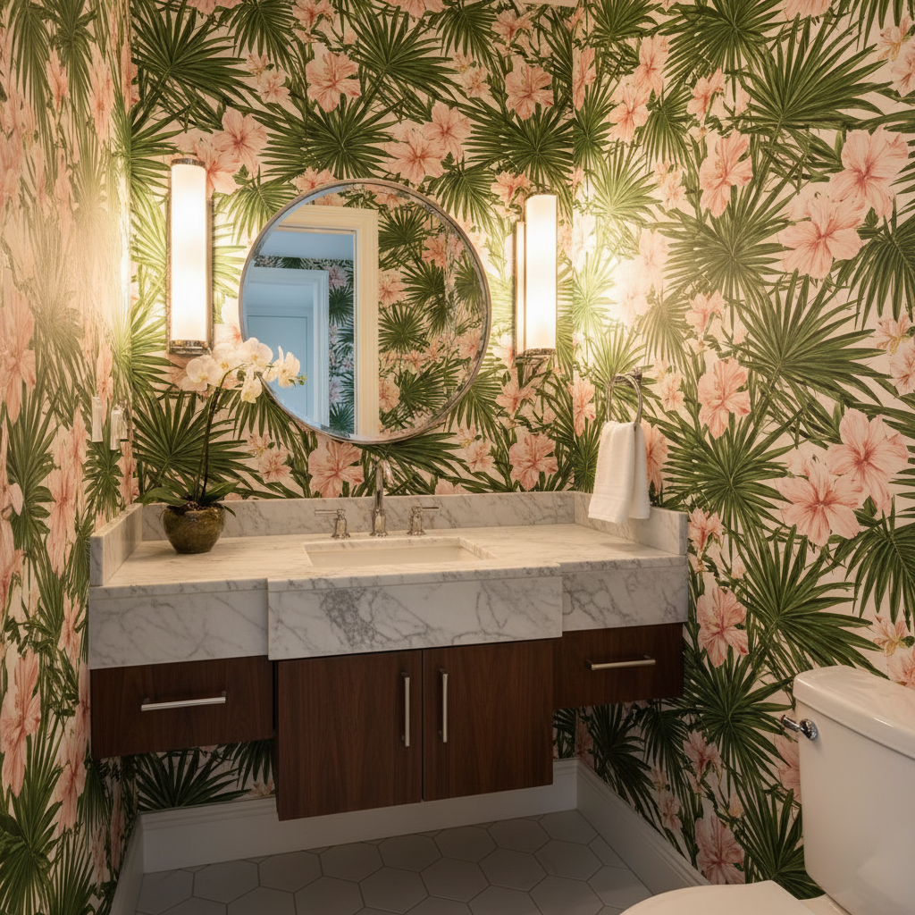 Powder Room Wallpapering portfolio 1