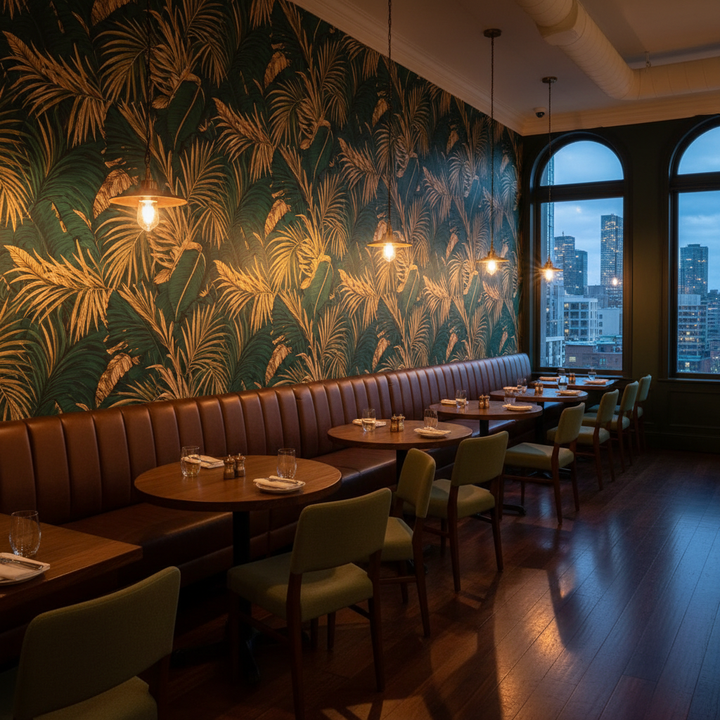 Restaurant tropical mural wallpaper Toronto