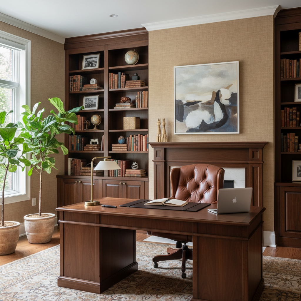 Home office linen texture wallpaper Toronto